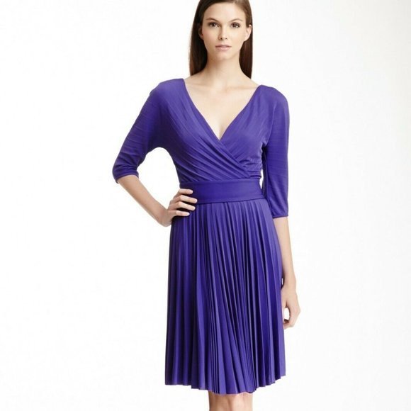 wrap pleated dress